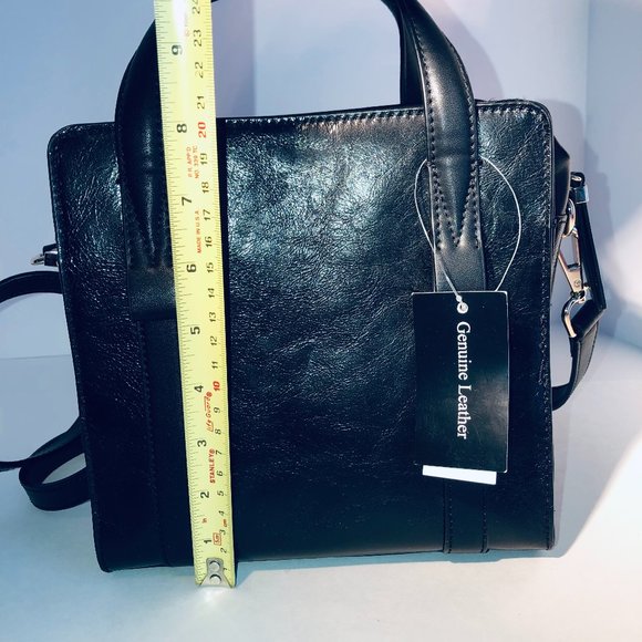 NWT-SFW Leather crossbody-satchel bag black - Picture 4 of 9